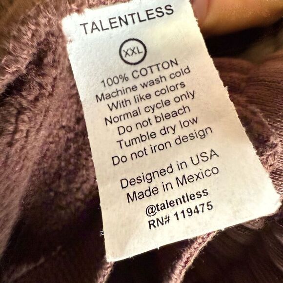 Talentless Mens Size XXL Elastic Waist Sweatpants Brown 100% Cotton Pockets - Picture 5 of 8